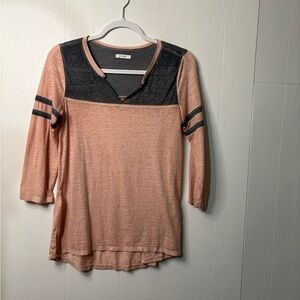 Maurices Peach and Black Long Sleeve Tee